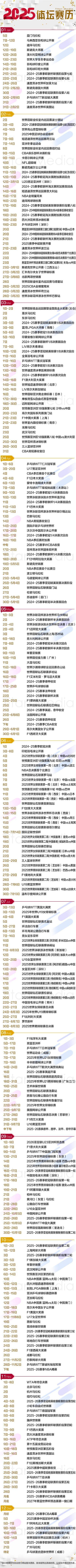 官网入口-赛历 | 2025，体育赛事精彩继续！